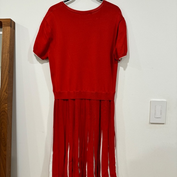VALENTINO  RED DRESS with pleated skirt - Picture 3 of 6